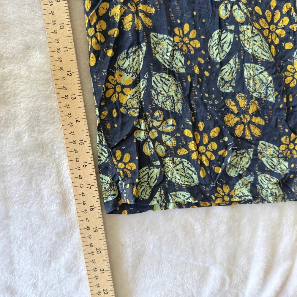 On The Road Womens Floral Batik Surplice V-Neck Drawstring Cropped Jumpsuit Navy